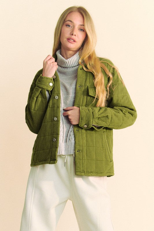 Warm & Trendy: Davi & Dani Quilted Button-Down Shacket