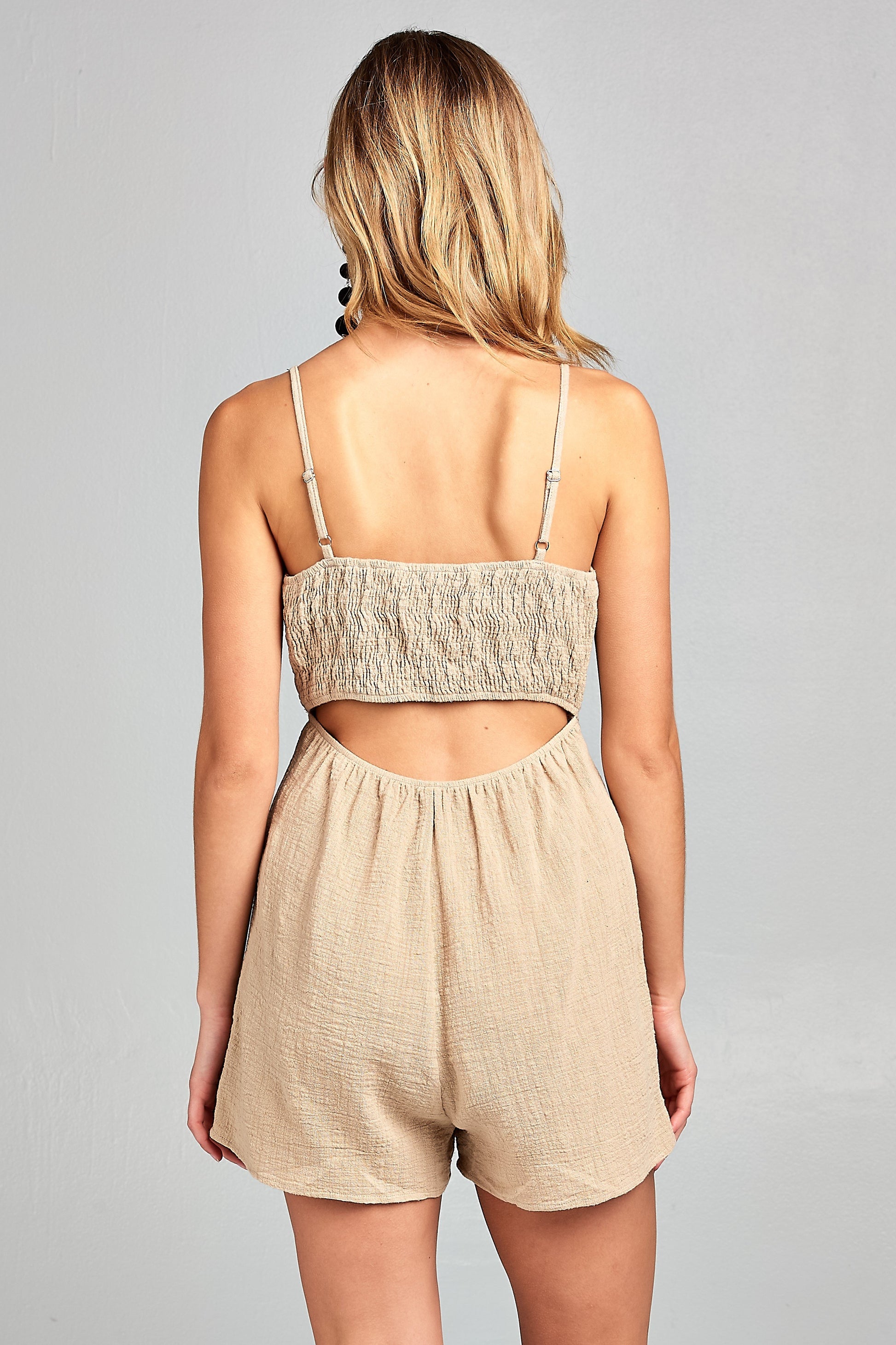 Women's Front Tie Tank Romper with Open back Top Wear - MAGM Enterprises LLC