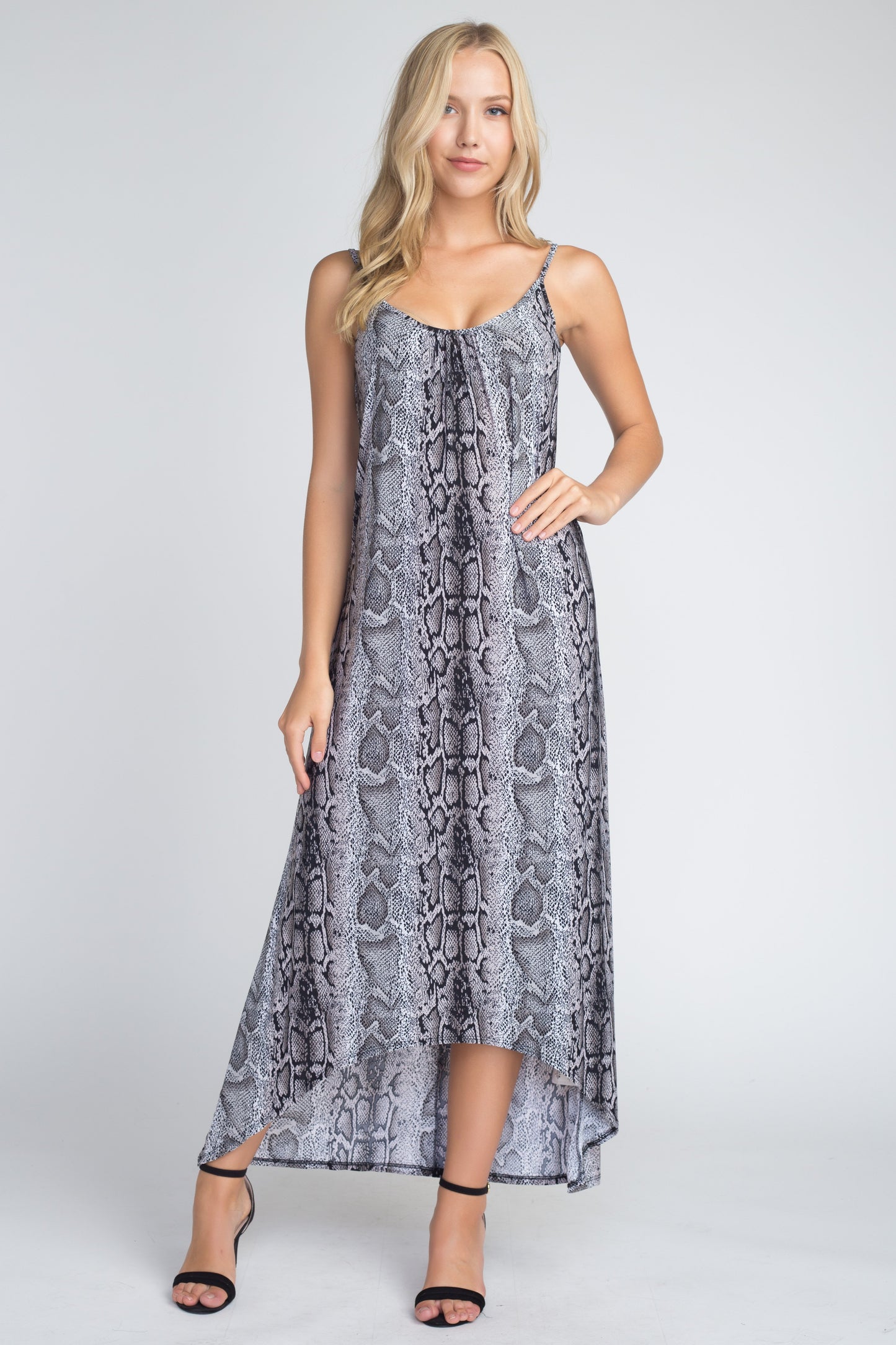 Women's Snakeskin Print Maxi loong Dress - MAGM Enterprises LLC