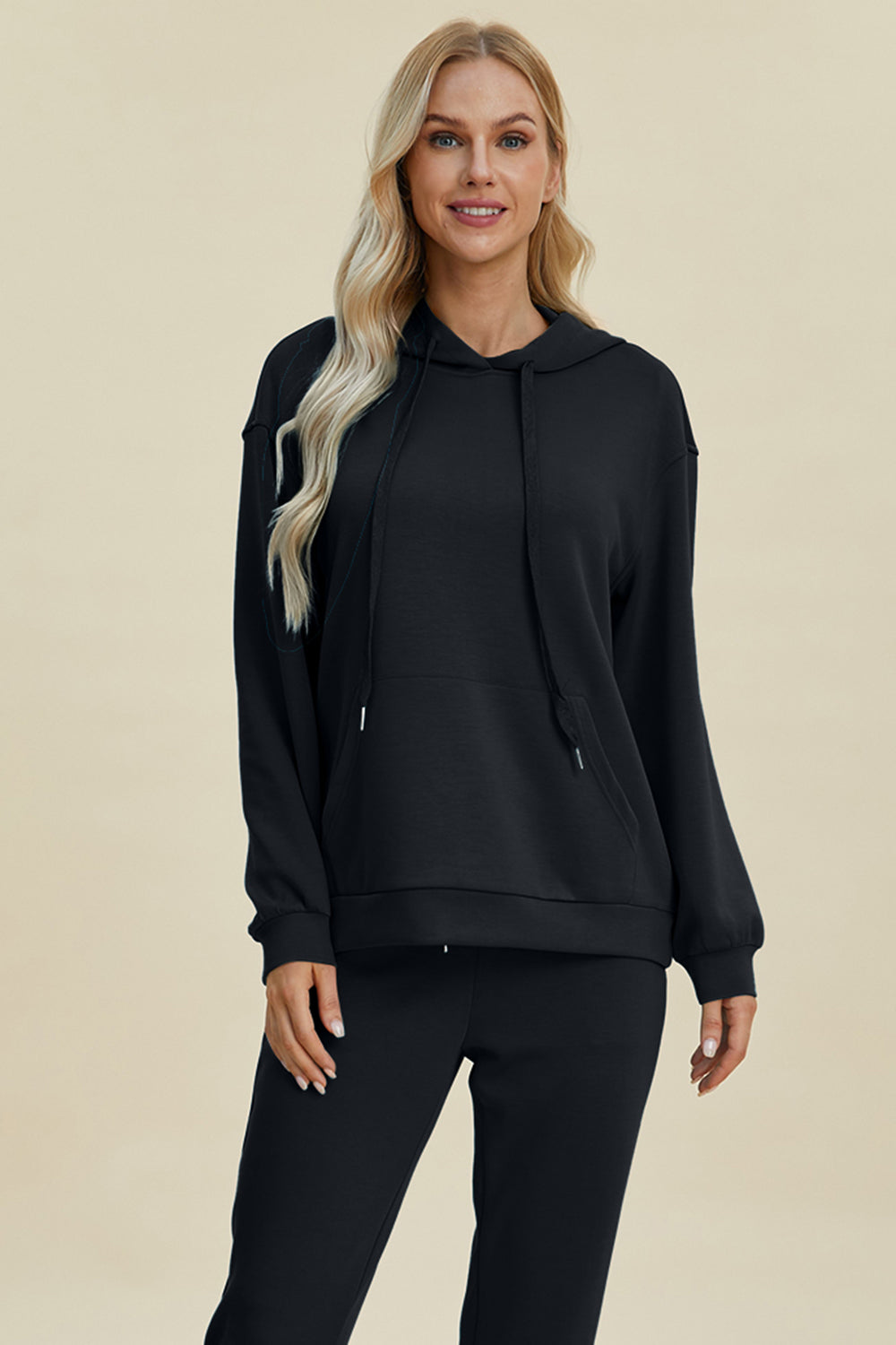 Cozy Comfort: Basic Bae Full Size Air Scuba Drawstring Hoodie with Kangaroo Pocket