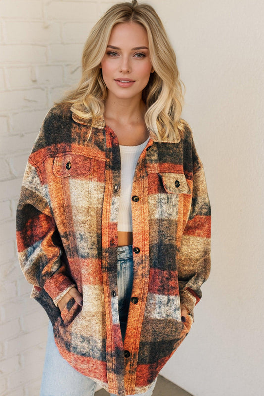 Essential Plaid: Double Take Button-Up Fleece Shacket with Cozy Pockets