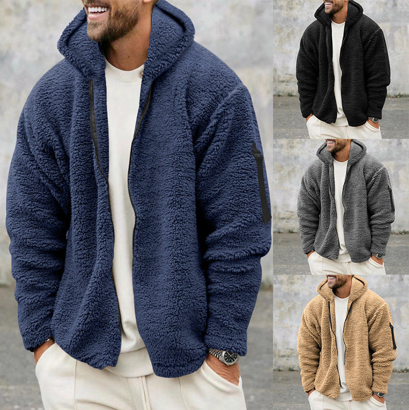 Plush Zipper Hoody Jacket Double-sided Wear