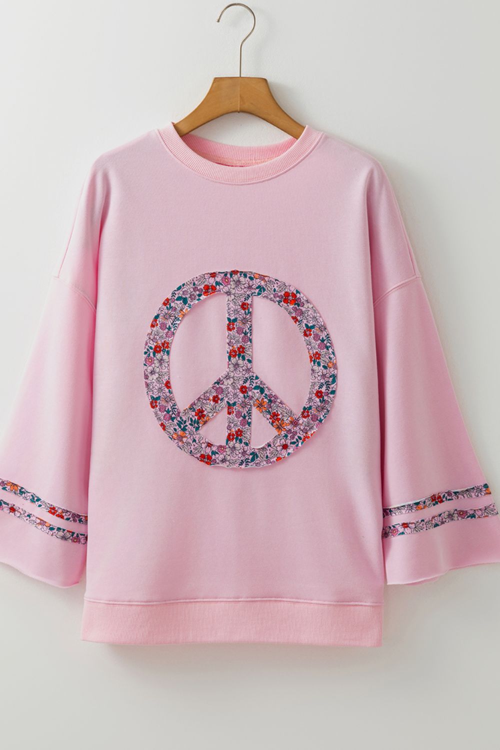 Peace Patch Round Neck Long Sleeve Top