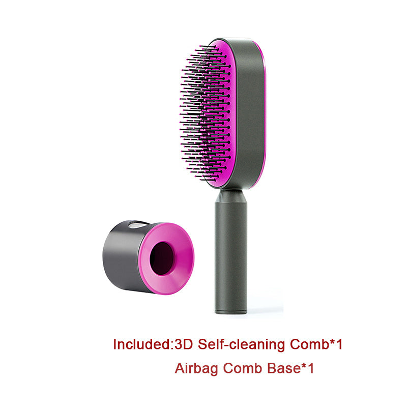 Self Cleaning Hair Brush For Women One-key Cleaning Hair Loss Airbag Massage Scalp Comb Anti-Static Hairbrush -Detangling hair brushes - Mag Max Mart