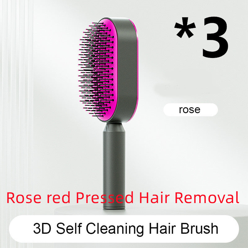 Self Cleaning Hair Brush For Women One-key Cleaning Hair Loss Airbag Massage Scalp Comb Anti-Static Hairbrush -Detangling hair brushes - Mag Max Mart