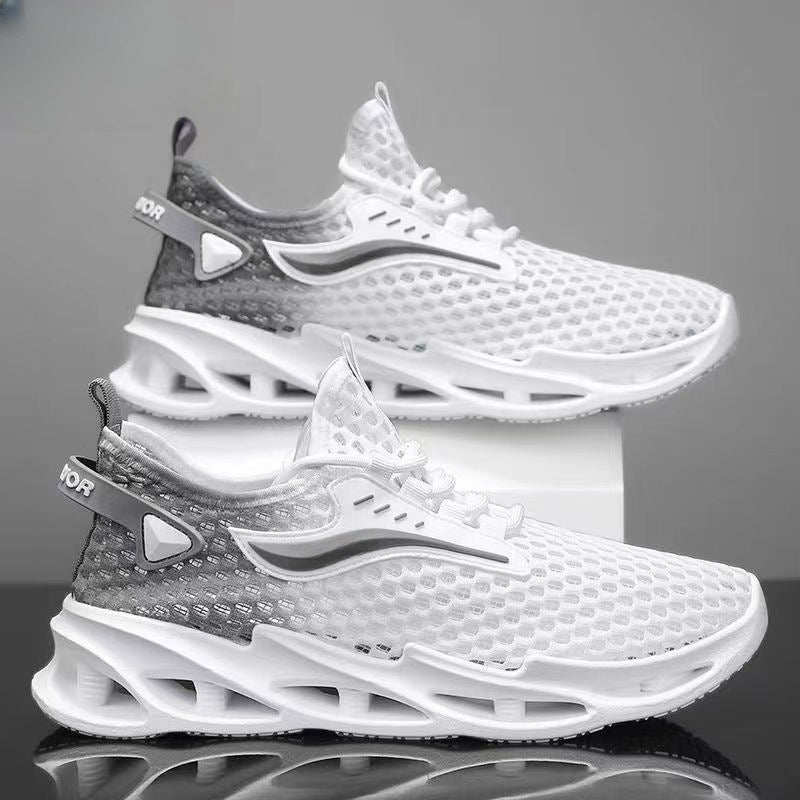 Men's Lace-up Sneakers Mesh Sports Shoes Fashion Hollow-sole Low Top Running Shoes - MAGM Enterprises LLC