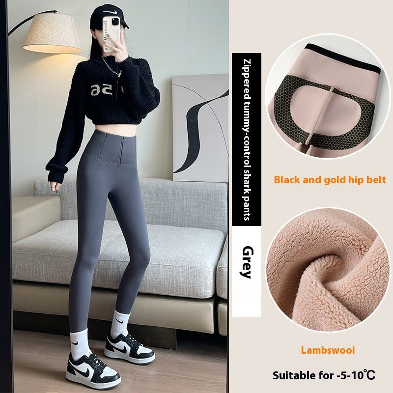 Schlanke Leggings mit hohem Bund und Reißverschluss, Bauchkontrolle, Po-Lifting