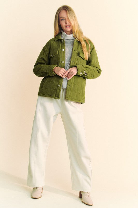 Warm & Trendy: Davi & Dani Quilted Button-Down Shacket