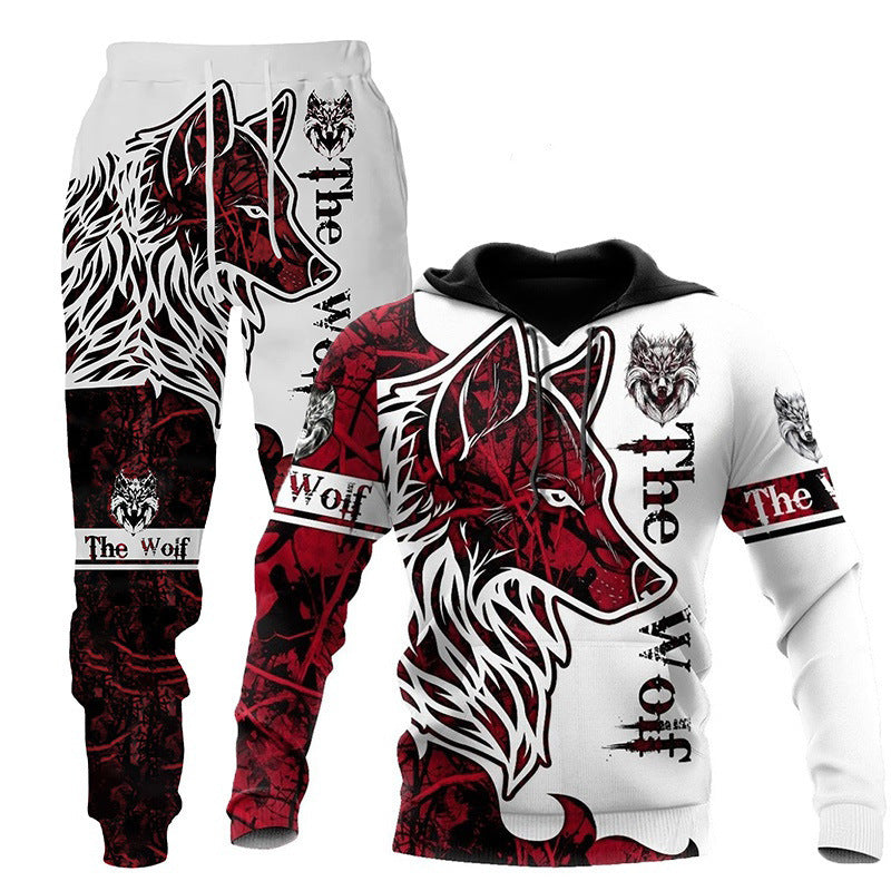 Men Sportswear Hooded Sweatsuit Two Piece Jogging Set