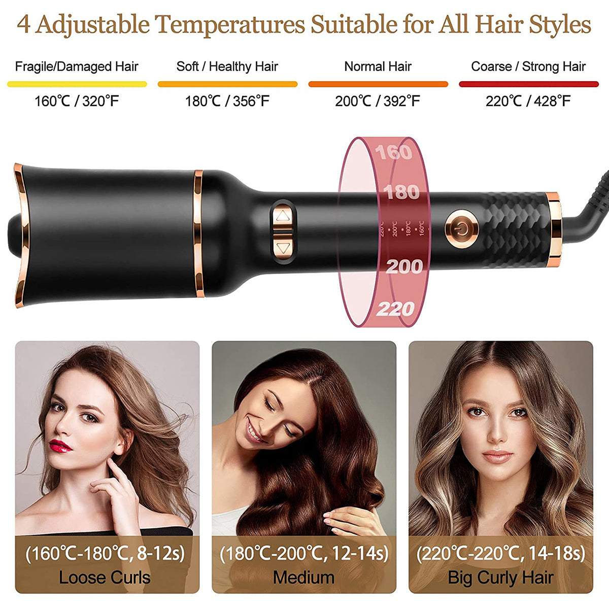 Automatic Curling Iron Air Curling Flat Iron Magic Wand Wave Styling Automatic Rotating Curling Wand Salon Styling - MAGM Enterprises LLC