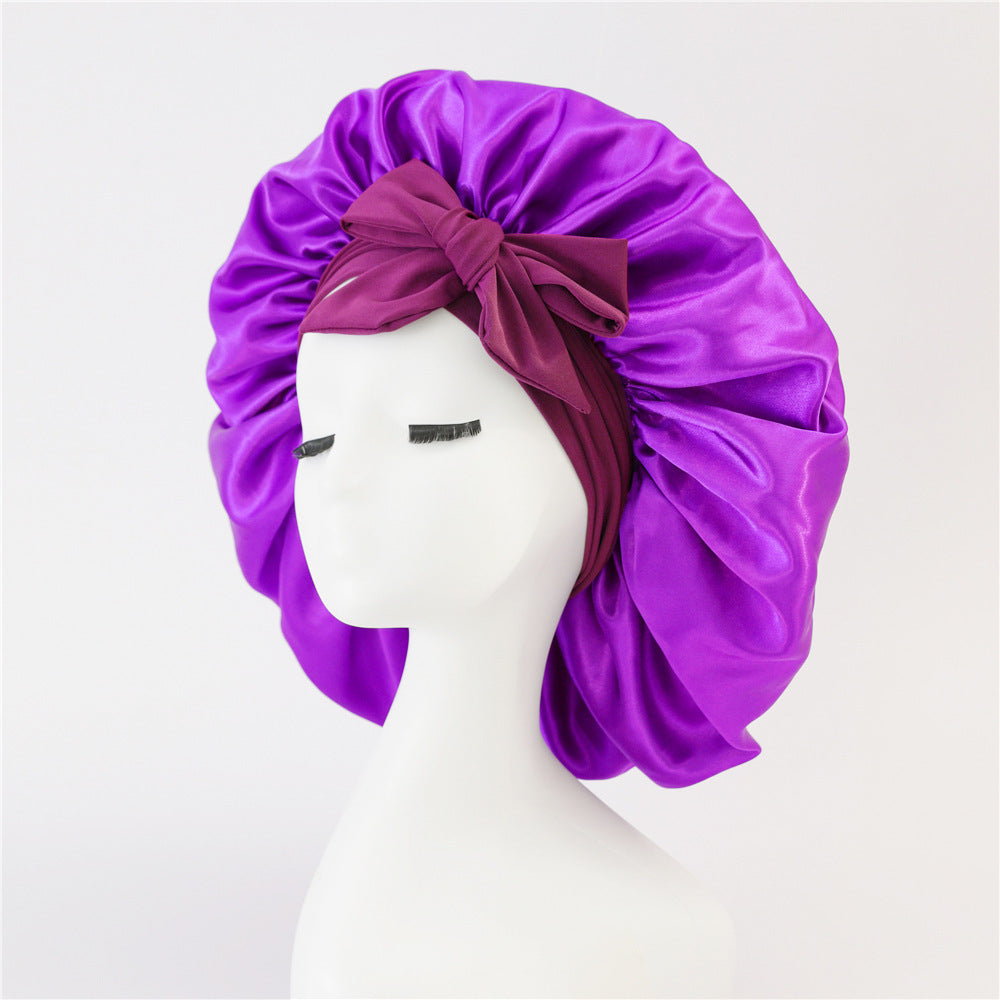 New Silk Bonnet For Sleeping Women Satin Bonnet Hair Bonnet Night Sleep Cap Scarf Wrap For Curly Hair With Tie Band For Curly Hair - MAGM Enterprises LLC