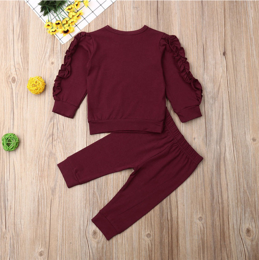 Newborn Baby Ruffles Jumper Long Sleeve Sweatshirt Tops Pants Infant Kids