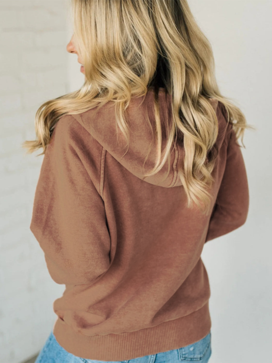 Cozy Half Zip Hoodie with Kangaroo Pocket Detail