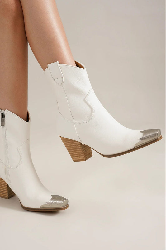 Beast Fashion Faux Leather Side Zip Block Heel Boots