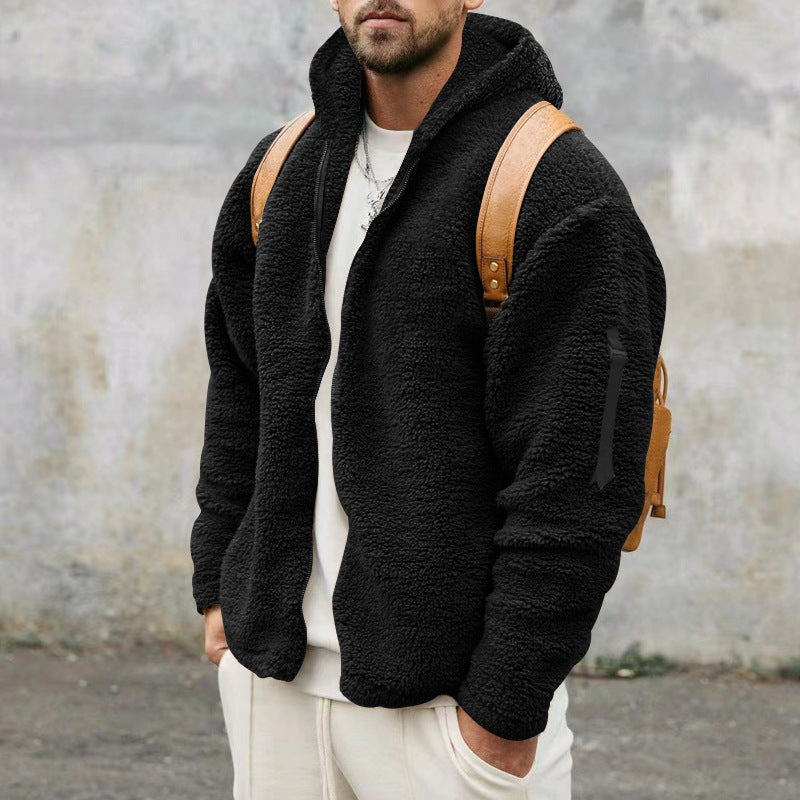 Plush Zipper Hoody Jacket Double-sided Wear