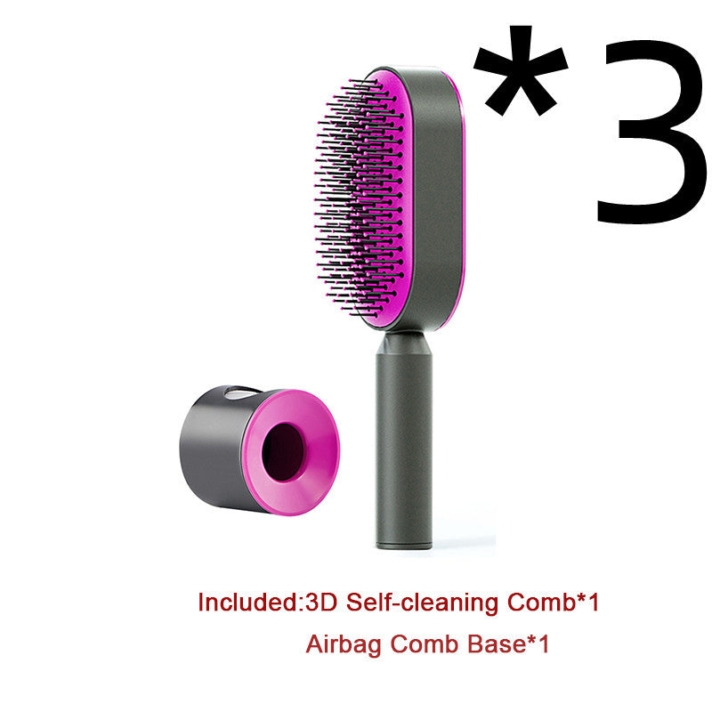 Self Cleaning Hair Brush For Women One-key Cleaning Hair Loss Airbag Massage Scalp Comb Anti-Static Hairbrush -Detangling hair brushes - Mag Max Mart