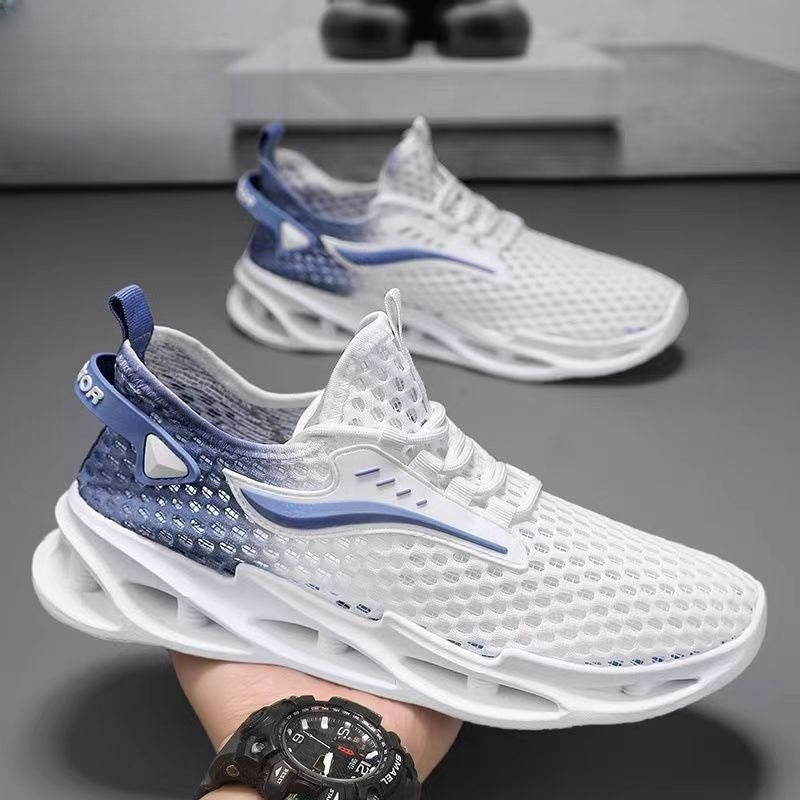 Men's Lace-up Sneakers Mesh Sports Shoes Fashion Hollow-sole Low Top Running Shoes - MAGM Enterprises LLC