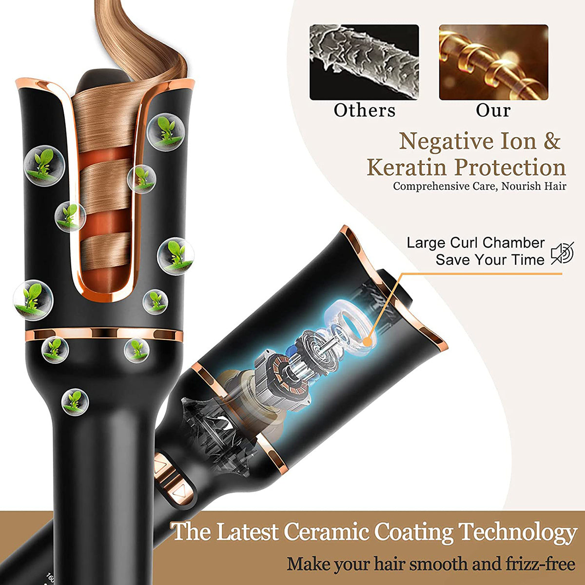 Automatic Curling Iron Air Curling Flat Iron Magic Wand Wave Styling Automatic Rotating Curling Wand Salon Styling - MAGM Enterprises LLC