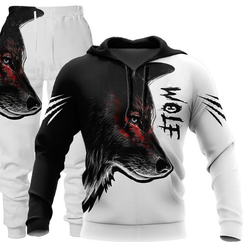 Men Sportswear Hooded Sweatsuit Two Piece Jogging Set