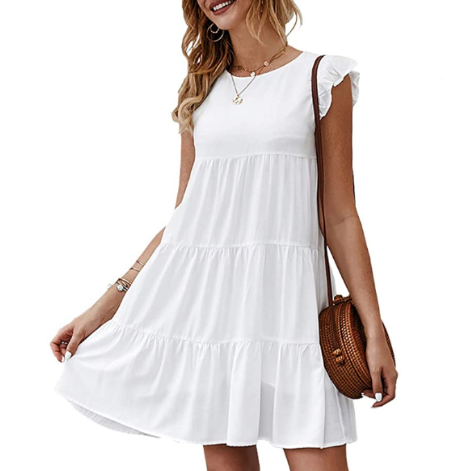 Womens Flowy Dress with Cap Sleeves Top Wear - MAGM Enterprises LLC