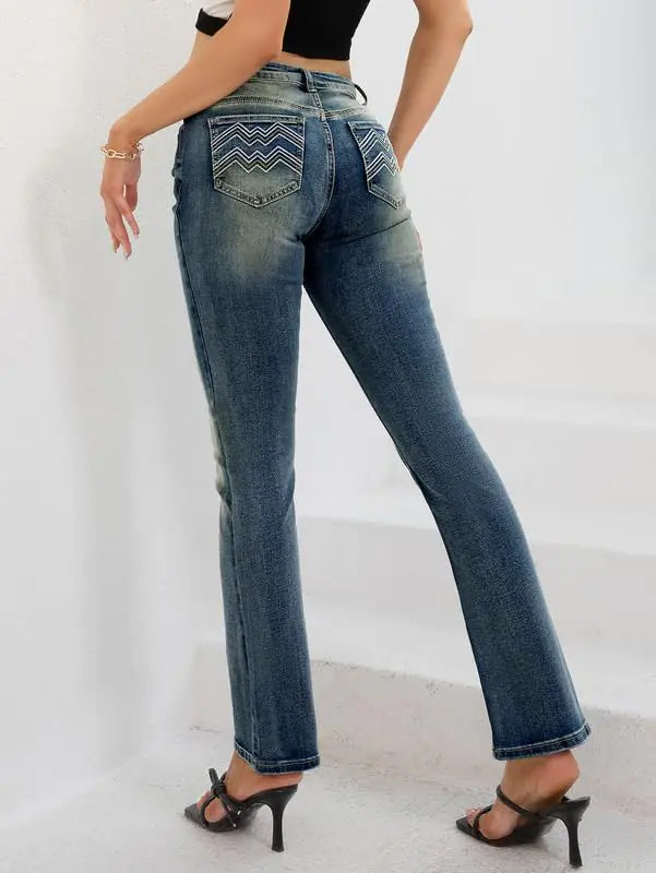 Women's Jeans 90s Mid Rise Bootcut Jeans High Stretch  Pantalones De Mujer Boot Cut Denim 201-cyan Blue