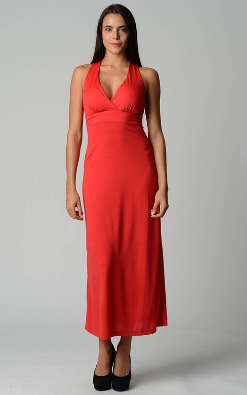 Women's Halter Maxi loong Dress with Cross Back Straps - MAGM Enterprises LLC