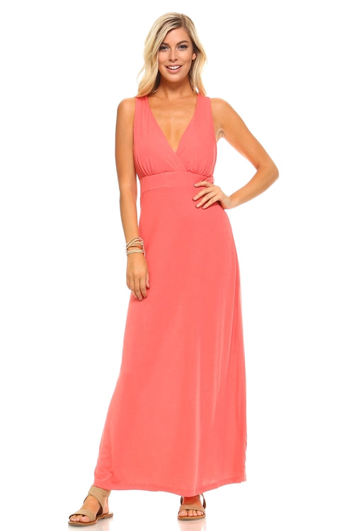 Women's Halter Maxi loong Dress with Cross Back Straps - MAGM Enterprises LLC