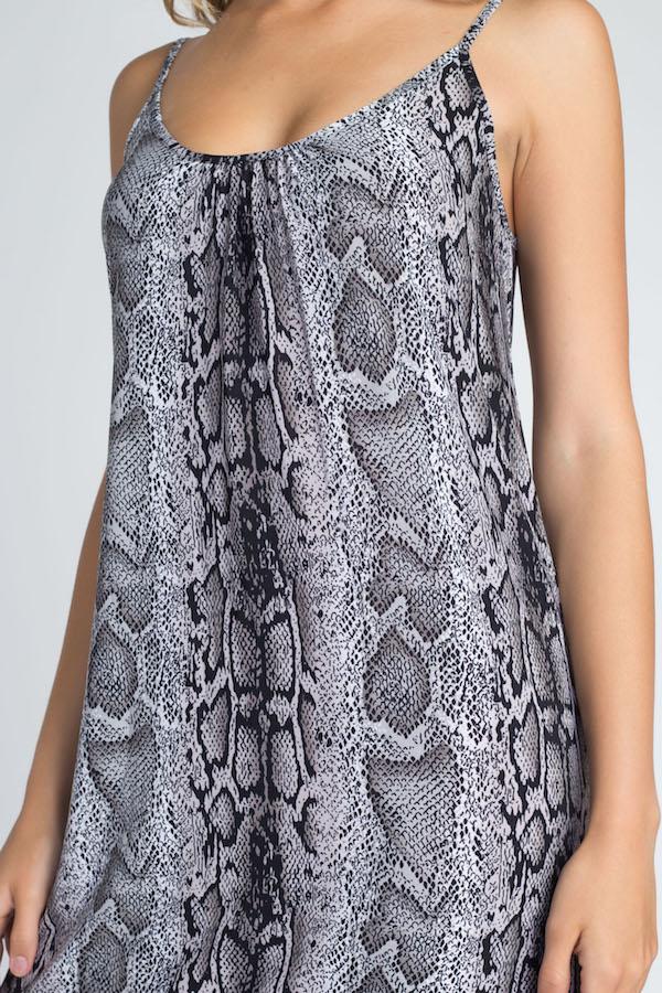 Women's Snakeskin Print Maxi loong Dress - MAGM Enterprises LLC