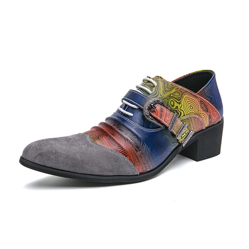 Fashion Colorful Printed Man Dress Shoes Leather High Heel - MAGM Enterprises LLC