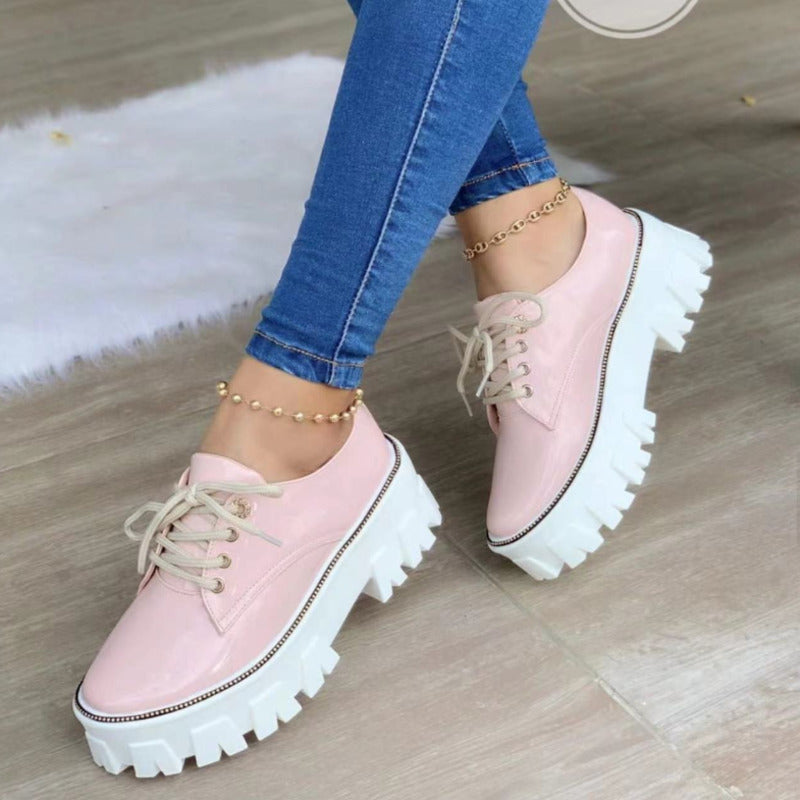 Thick Heel Flat Platform Oxford Women Shoes - MAGM Enterprises LLC