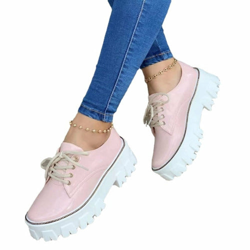 Thick Heel Flat Platform Oxford Women Shoes - MAGM Enterprises LLC