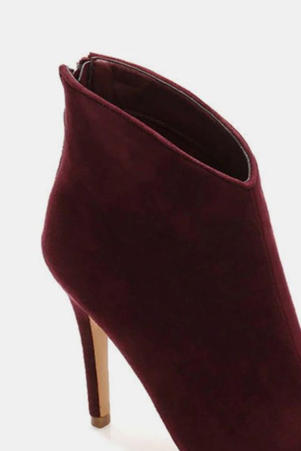 Beast Fashion Suede Stiletto Ankle Boots with Back Zipper Closure