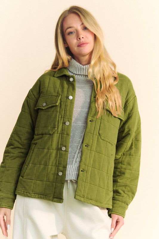 Warm & Trendy: Davi & Dani Quilted Button-Down Shacket