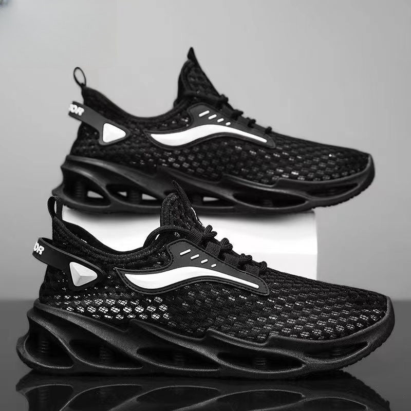 Men's Lace-up Sneakers Mesh Sports Shoes Fashion Hollow-sole Low Top Running Shoes - MAGM Enterprises LLC