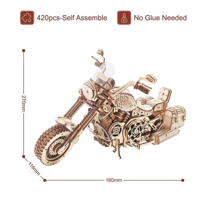 Robotime Rokr Cruiser Motorcycle Assamble Wooden Model 420 Pcs Puzzle