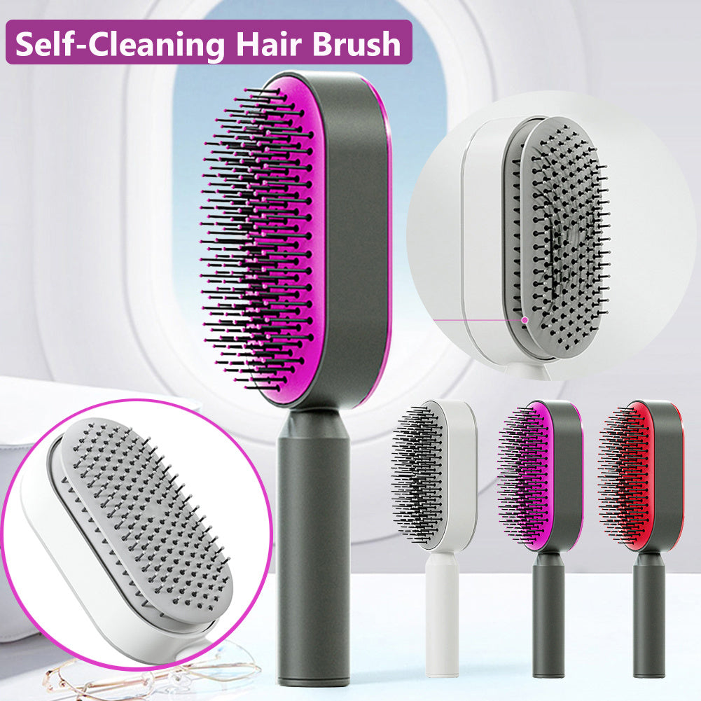 Self Cleaning Hair Brush For Women One-key Cleaning Hair Loss Airbag Massage Scalp Comb Anti-Static Hairbrush -Detangling hair brushes - Mag Max Mart