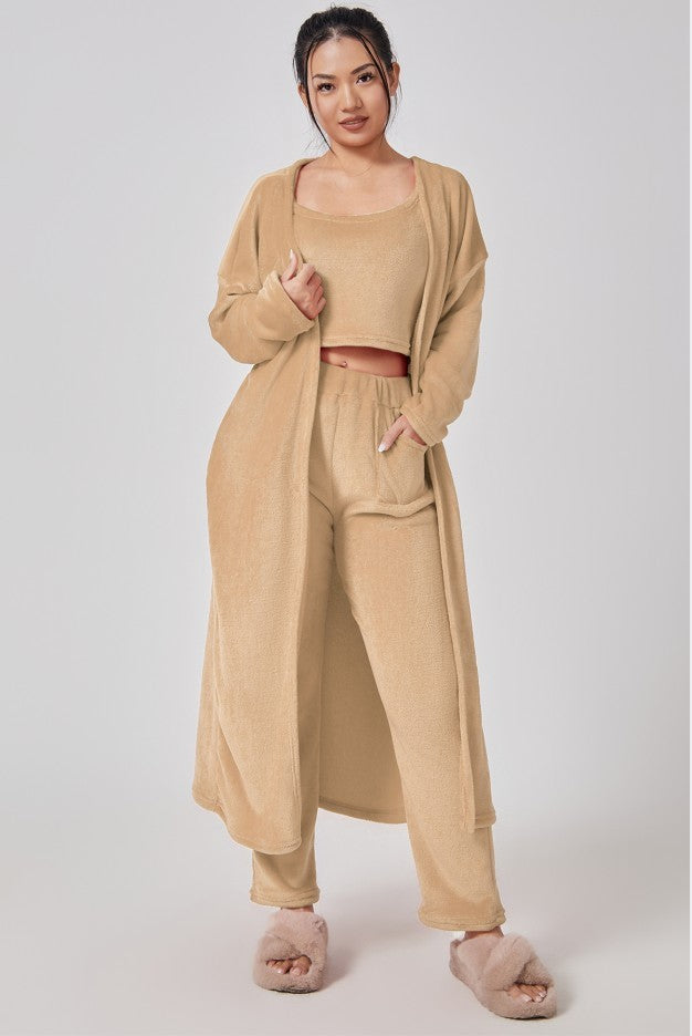 Cozy Pajama Set, 3 Piece Lounge Set, Loungewear Women Winter Dress - MAG MAX MART