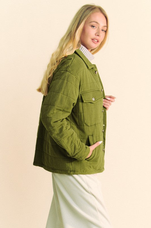 Warm & Trendy: Davi & Dani Quilted Button-Down Shacket