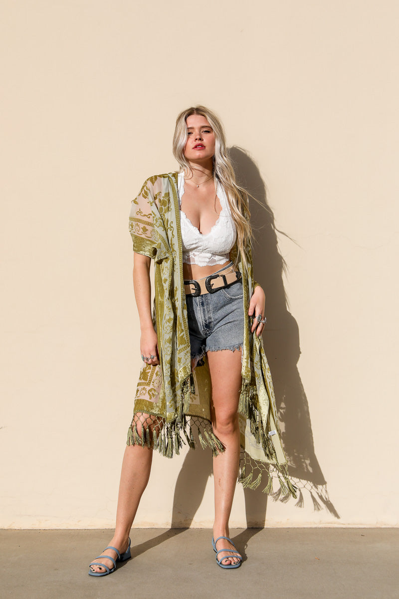 Velvet Mesh Tapestry Kimono - MAGM Enterprises LLC