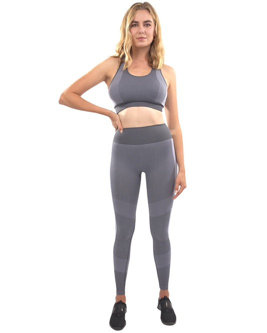 Arleta Seamless Leggings & Sports Bra Set - Grey - For Women - Mag Max Mart