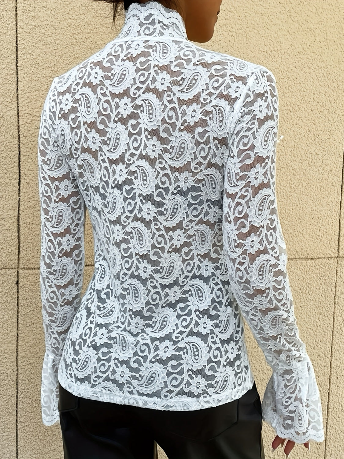 Timeless Mock Neck Lace Long Sleeve Top