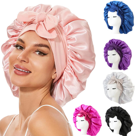 New Silk Bonnet For Sleeping Women Satin Bonnet Hair Bonnet Night Sleep Cap Scarf Wrap For Curly Hair With Tie Band For Curly Hair - MAGM Enterprises LLC