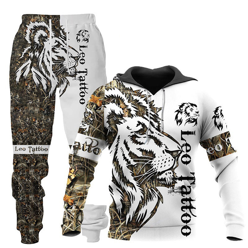 Men Sportswear Hooded Sweatsuit Two Piece Jogging Set