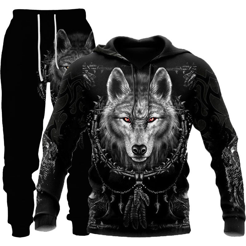 Men Sportswear Hooded Sweatsuit Two Piece Jogging Set